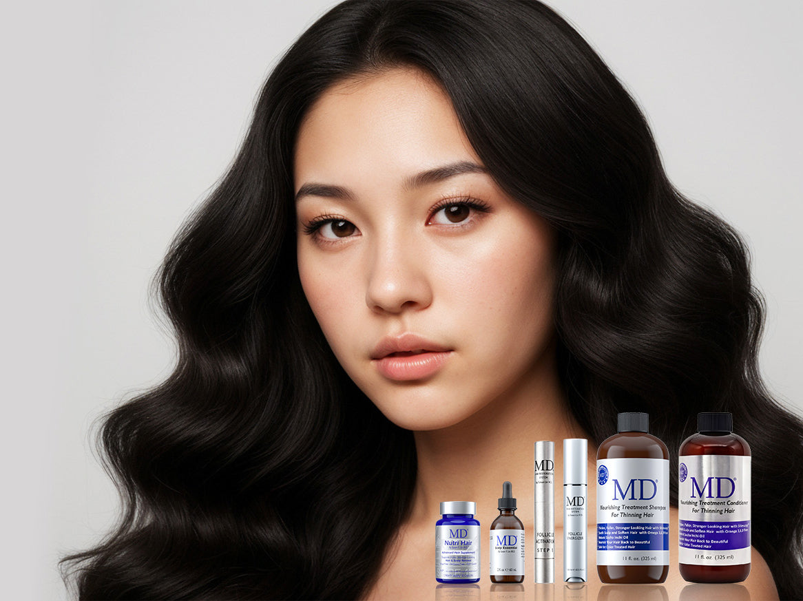MD Hair™ — physician-formulated, drug-free, scalp-first hair care system by Dr. Susan Lin, M.D.