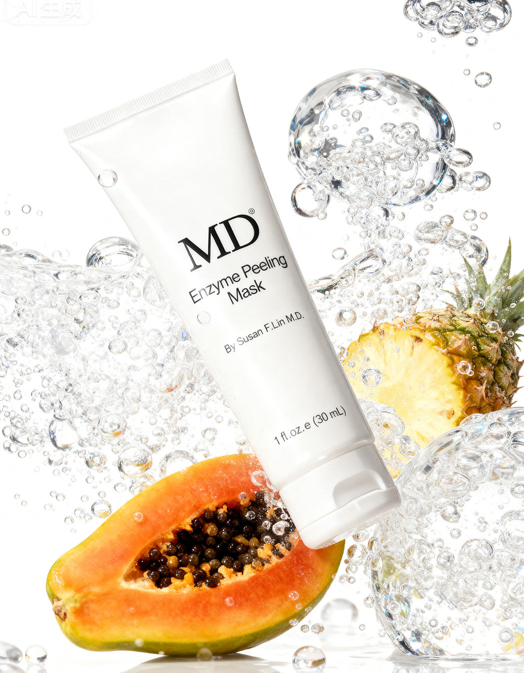 Professional-grade MD® Enzyme Peeling Mask with a dual-action fruit enzyme complex of Papaya and Pineapple for brightening and deep cleaning